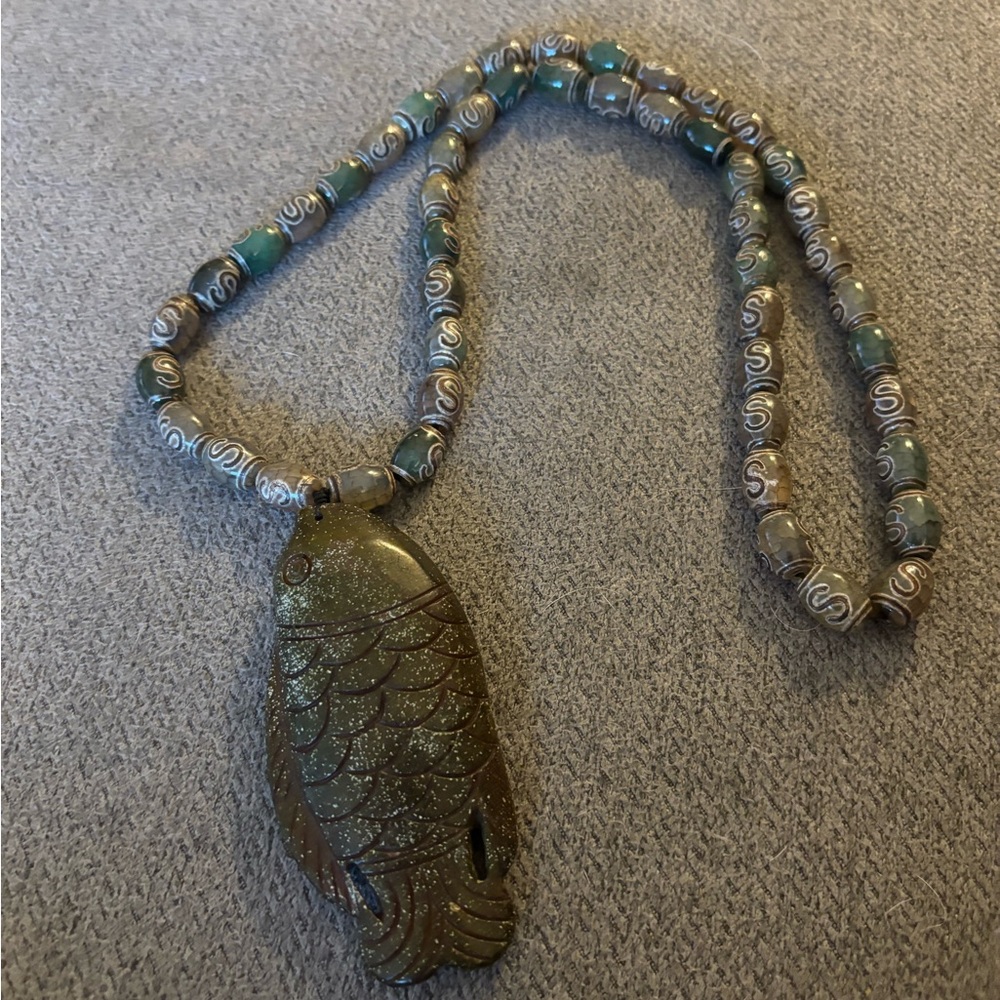 Fish Pendant Beaded Necklace